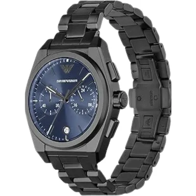 Emporio Armani Blue Dial Gunmetal Chronograph Men's Watch